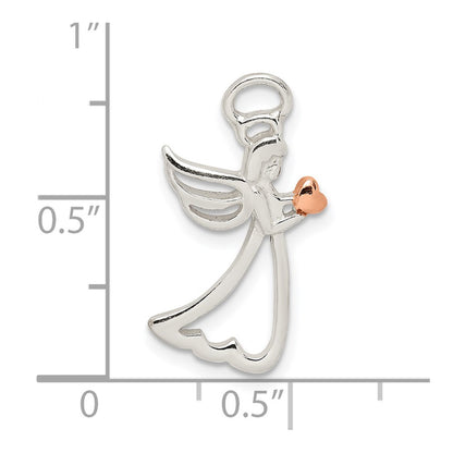 Sterling Silver & Rose-tone Polished Angel Pendant