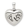 Sterling Silver Antiqued Heart Baby Foot Pendant