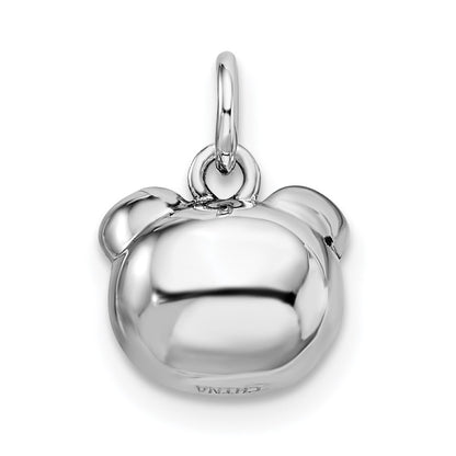 Sterling Silver Rhodium-plated Antiqued Pig Head Pendant