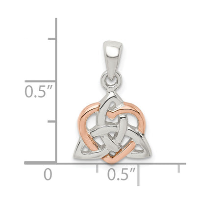Sterling Silver Trinty Knot and Rose-tone Heart Pendant