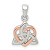 Sterling Silver Trinty Knot and Rose Tone Heart Pendant