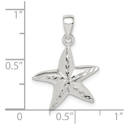 Sterling Silver Diamond Cut Star Fish Pendant