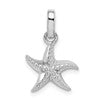 Sterling Silver Rhodium-plated Polished Textured Starfish Pendant