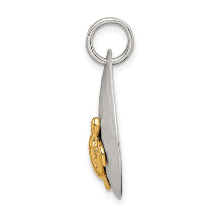 Sterling Silver Gold-Tone Turtle Brushed Pendant