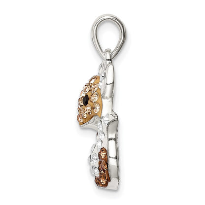 Sterling Silver Rhodium-plated Tan Preciosa Crystal Fox Pendant