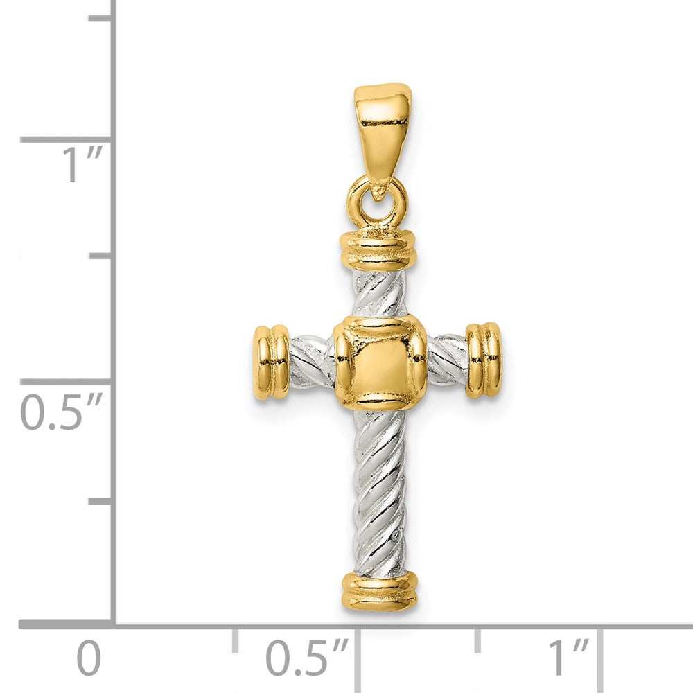 Sterling Silver & Gold-tone Twisted Cross Pendant