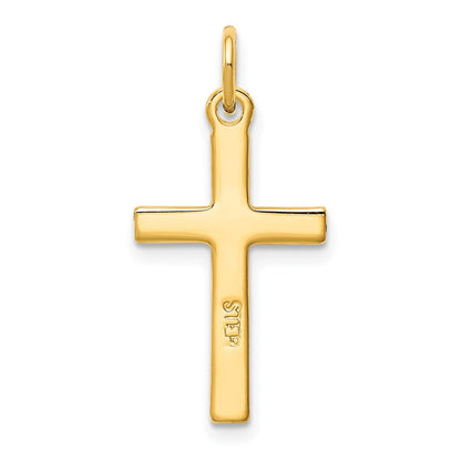 Sterling Silver Gold-tone Diamond-Cut Cross Pendant