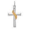Sterling Silver Platinum-plated & Gold-tone Cross Pendant