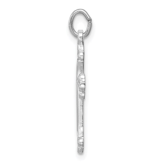 Sterling Silver Platinum-plated Diamond-Cut Cross Pendant