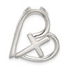 Sterling Silver Polished Cross Heart Chain Slide