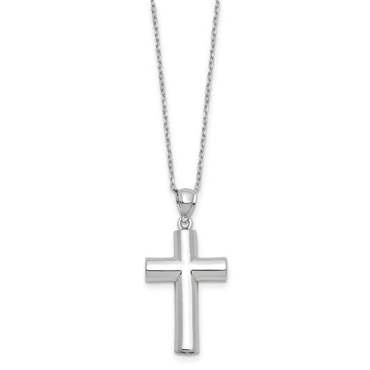 Sterling Silver Rhodium-plated Cross Ash Holder 18in Necklace