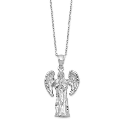 Sterling Silver Rhodium-plated Angel Ash Holder 18in Necklace