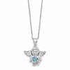 Sterling Silver RH-pltd CZ Dec Birthstone Angel Ash Holder 18in Necklace