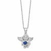 Sterling Silver RH-pltd CZ Sept Birthstone Angel Ash Holder 18in Necklace