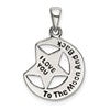 Sterling Silver I LOVE YOU TO THE MOON Antiqued Star and Moon Pendant
