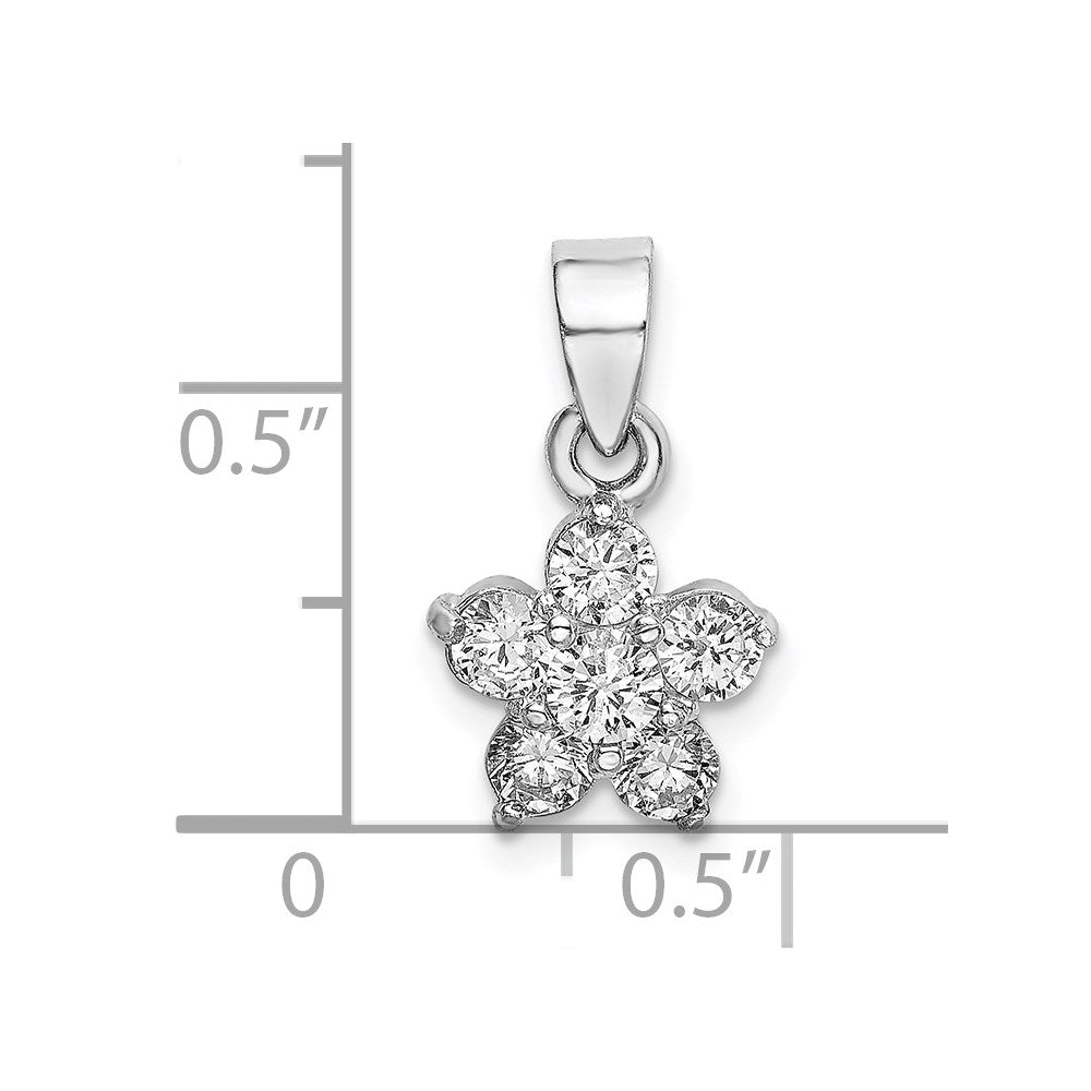 Sterling Silver Rhodium-Plated CZ Star Motif Pendant