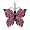 De-Ani Sterling Silver Rhodium-Plated Polished Enameled Fuchsia Butterfly Pendant