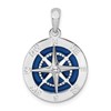 De-Ani Sterling Silver Rhodium-Plated Polished Enameled Compass Pendant