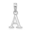 Sterling Silver Rhodium-plated Polished Block Initial -A- Pendant