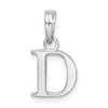 Sterling Silver Rhodium-plated Polished Block Initial -D- Pendant