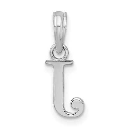 Sterling Silver Rhodium-plated Polished Block Initial -J- Pendant