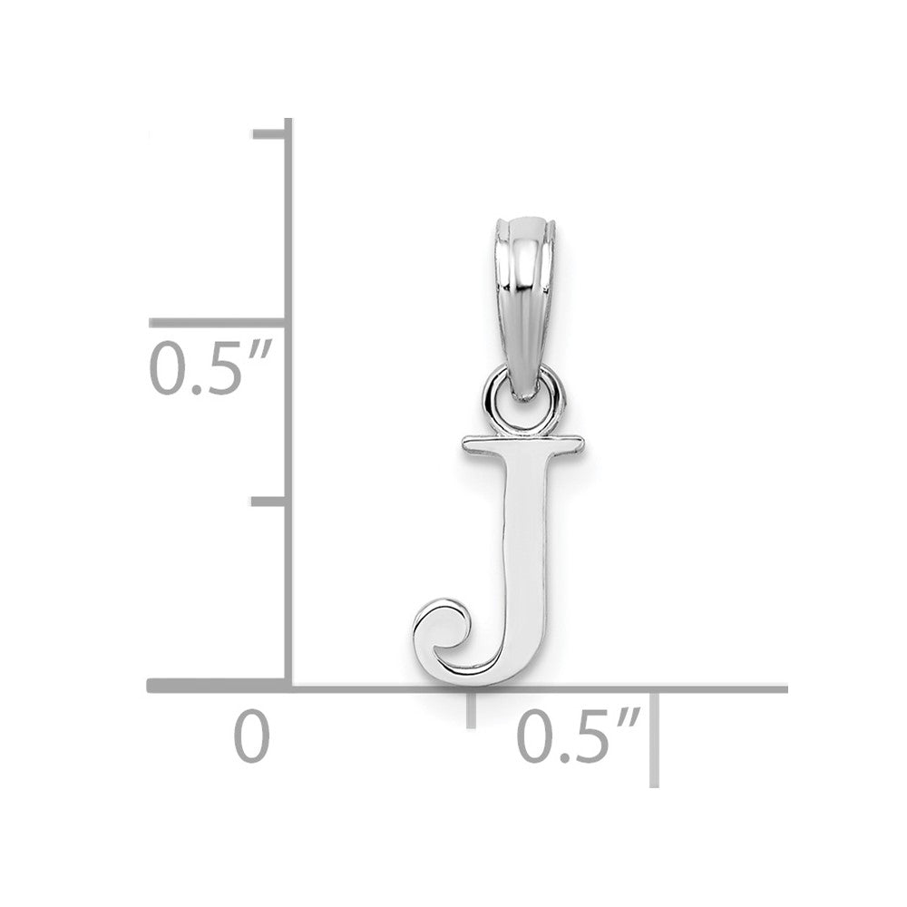 Sterling Silver Rhodium-plated Polished Block Initial -J- Pendant