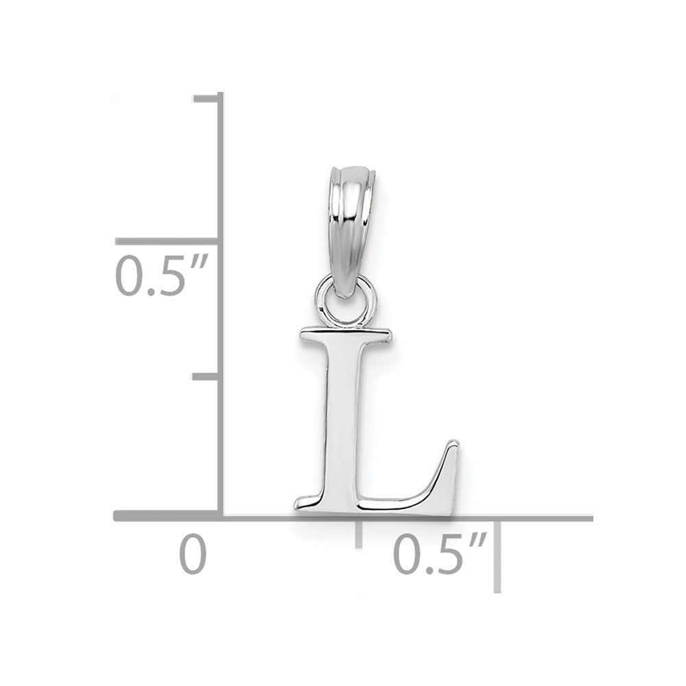 Sterling Silver Rhodium-plated Polished Block Initial -L- Pendant