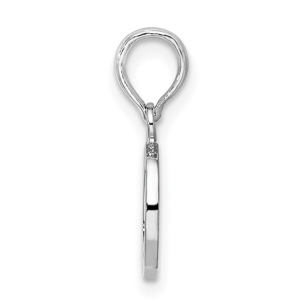 Sterling Silver Rhodium-plated Polished Block Initial -O- Pendant