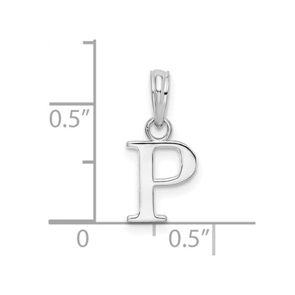 Sterling Silver Rhodium-plated Polished Block Initial -P- Pendant