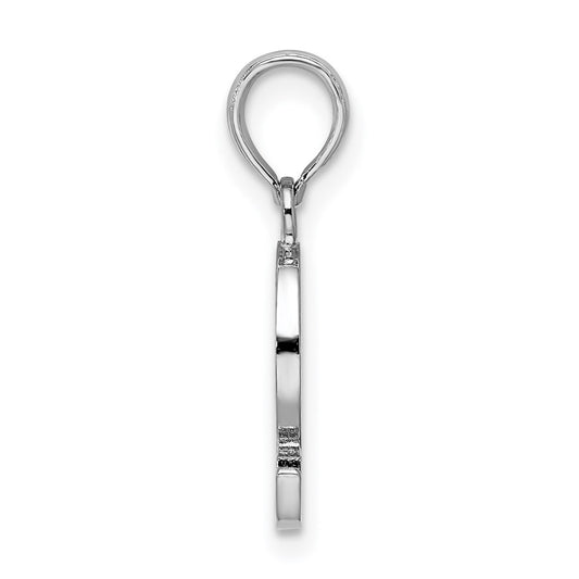 Sterling Silver Rhodium-plated Polished Block Initial -Q- Pendant