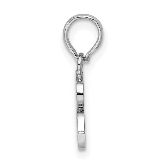 Sterling Silver Rhodium-plated Polished Block Initial -R- Pendant