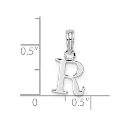 Sterling Silver Rhodium-plated Polished Block Initial -R- Pendant