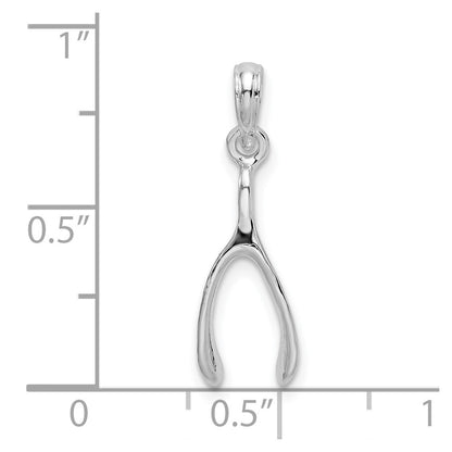 De-Ani Sterling Silver Rhodium-Plated Polished 3D Wishbone Pendant