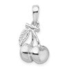 De-Ani Sterling Silver Rhodium-Plated Polished 3D Cherries Pendant