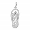 De-Ani Sterling Silver Rhodium-Plated 3D Cut-Out Flowers Flip-flop Pendant