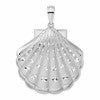 De-Ani Sterling Silver Rhodium-Plated Diamond-Cut Large Scallop Shell Pendant