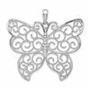 De-Ani Sterling Silver Rhodium-Plated Large Beaded Filigree Butterfly Pendant