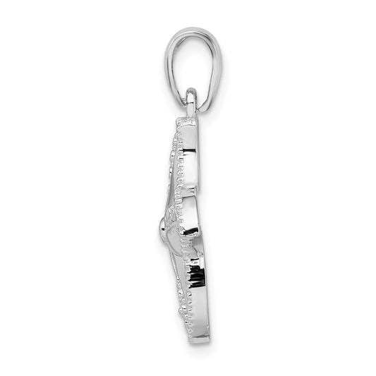 De-Ani Sterling Silver Rhodium-plated Polished Diamond-Cut Starfish Pendant