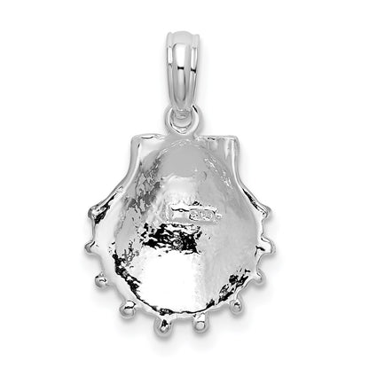 De-Ani Sterling Silver Rhodium-Plated Polished Lions Paw Shell Pendant