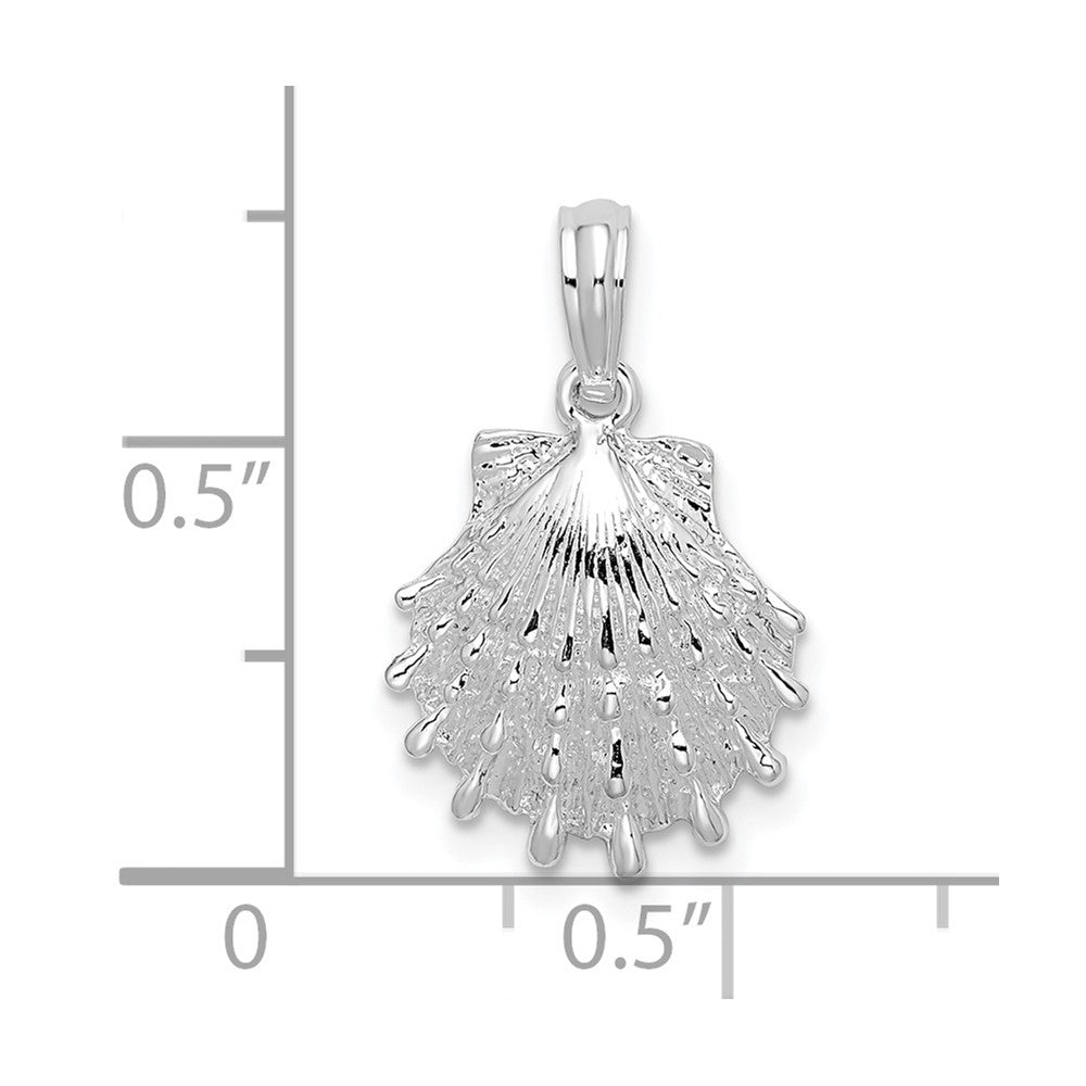 De-Ani Sterling Silver Rhodium-Plated Polished Lions Paw Shell Pendant