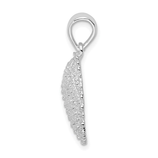 De-Ani Sterling Silver Rhodium-Plated Polished Beaded Scallop Shell Pendant