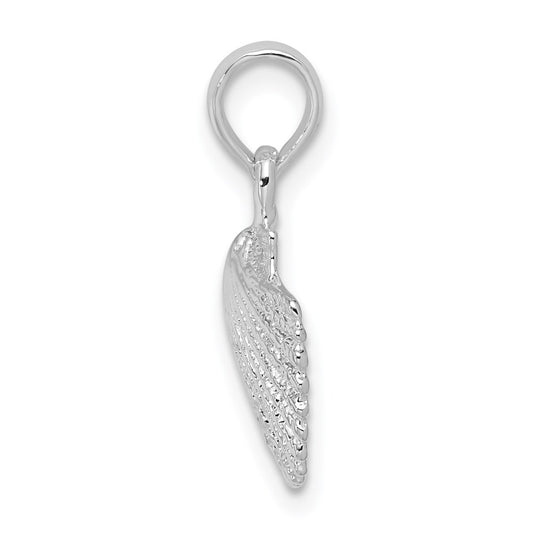 De-Ani Sterling Silver Rhodium-Plated Polished Scallop Shell Pendant