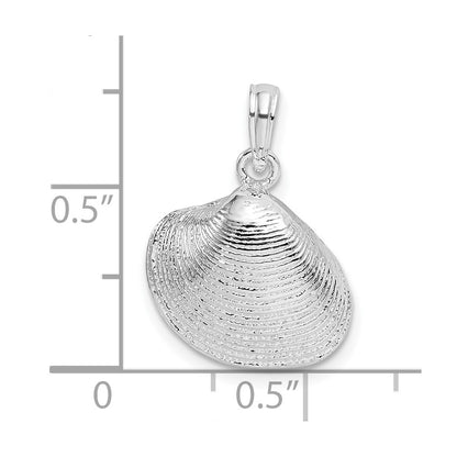 De-Ani Sterling Silver Rhodium-Plated Polished Clam Shell Pendant