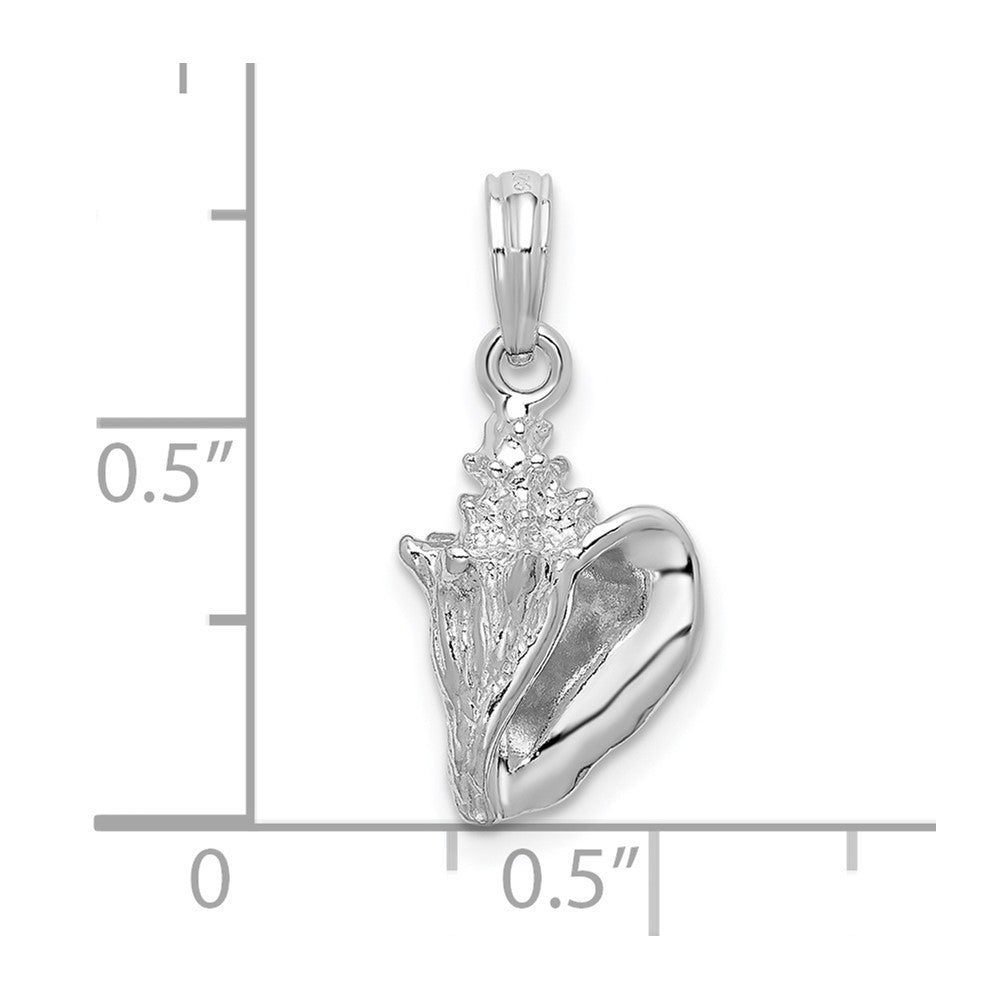 De-Ani Sterling Silver Rhodium-Plated Polished 3D Conch Pendant