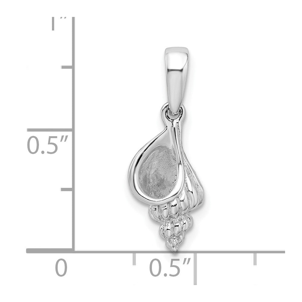 De-Ani Sterling Silver Rhodium-Plated Polished 3D Wentletrap Shell Pendant