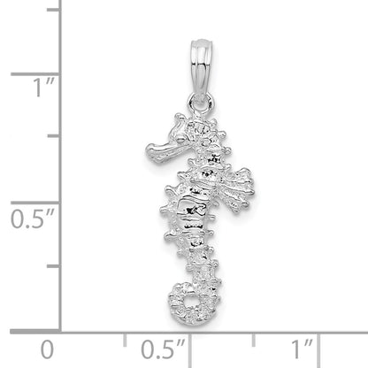 De-Ani Sterling Silver Rhodium-Plated Polished 3D Seahorse Pendant