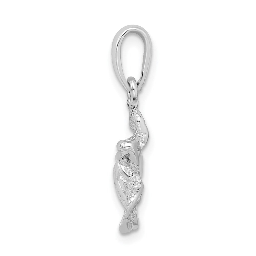 De-Ani Sterling Silver Rhodium-Plated Polished Large Sea Turtle Pendant