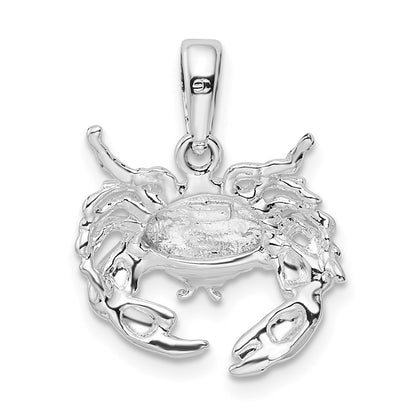De-Ani Sterling Silver Rhodium-Plated Polished Stone Crab Pendant