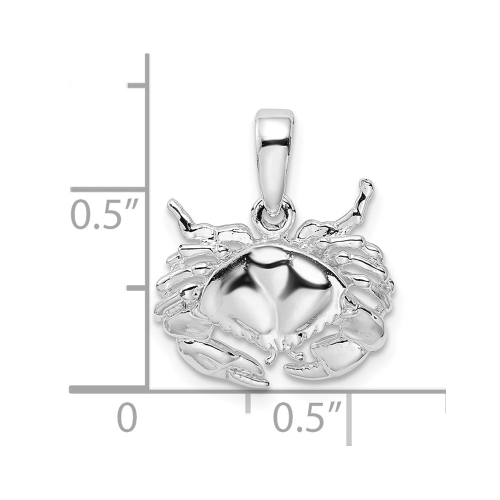 De-Ani Sterling Silver Rhodium-Plated Polished Stone Crab Pendant