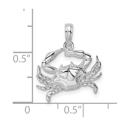 De-Ani Sterling Silver Rhodium-Plated Polished Blue Crab Pendant